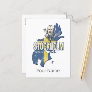 Stockholm Sweden Province Map Vintage Souvenir Holiday Postcard