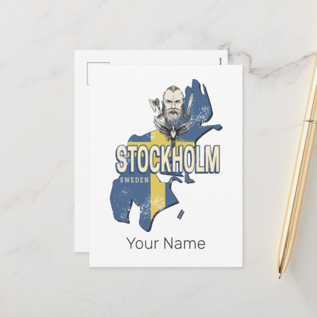 Stockholm Sweden Province Map Vintage Souvenir Holiday Postcard (Front/Back In Situ)