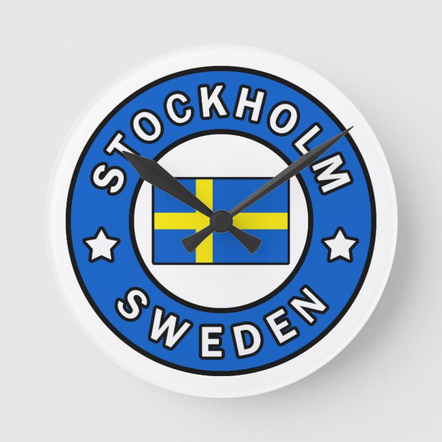 Stockholm Sweden Round Clock (Front)