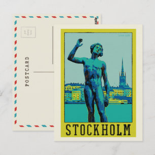 Stockholm Sweden, Statue at the embankment Postcar Postcard