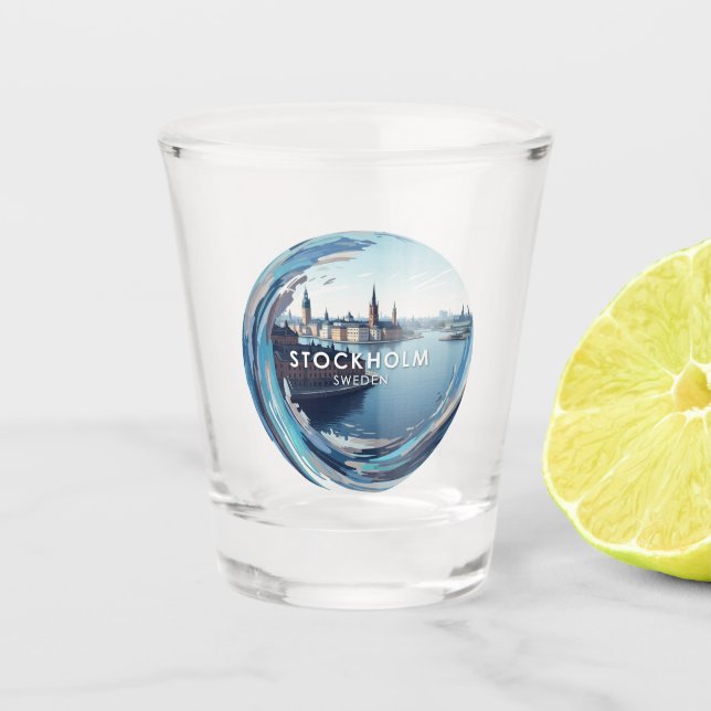 Stockholm Sweden Travel Shot Glass (Front)