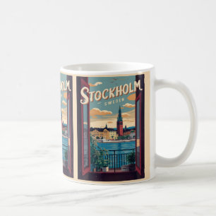 stockholm sweden travel vintage balcony view gifts coffee mug