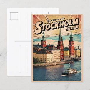 stockholm sweden travel vintage comic book gifts postcard