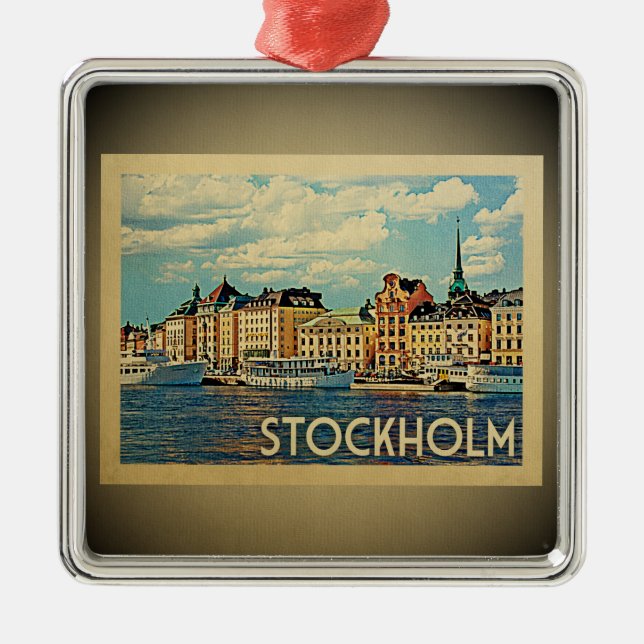 Stockholm Sweden Vintage Travel Ornament (Front)