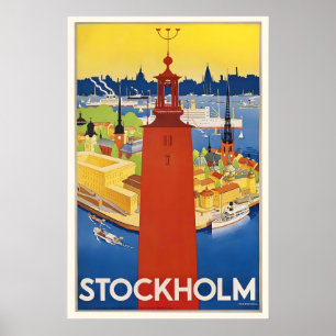 Stockholm Sweden Vintage Travel Poster