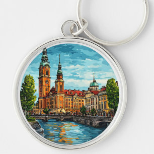 Stockholm Vibrant Cityscape Keychain