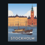 Stockholm vintage postcard<br><div class="desc">A serene and nostalgic depiction of Stockholm, Sweden, known for its stunning waterfront views and rich cultural history. The design captures the beauty of Stockholm's islands, iconic landmarks like the Royal Palace and Gamla Stan (Old Town), and the elegant architecture that lines the shores. Rendered in a vintage style, the...</div>