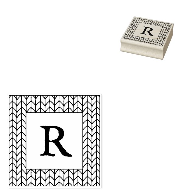 STOCKINETTE FRAME 2" Rubber Stamp + Initial (Stamped)