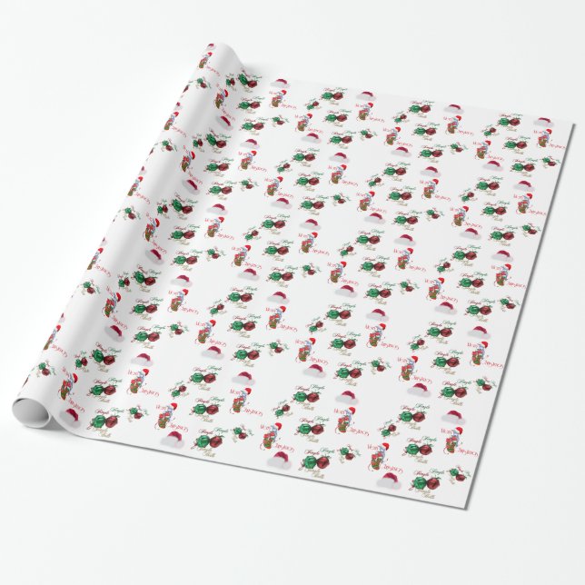 Stocking Baby Goat Christmas Wrapping Paper (Unrolled)
