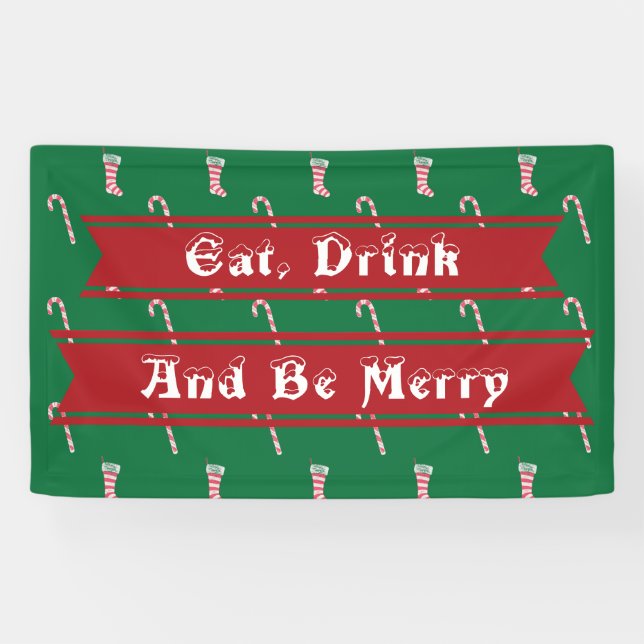 Stocking & Candy Cane Pattern Banner (Horizontal)