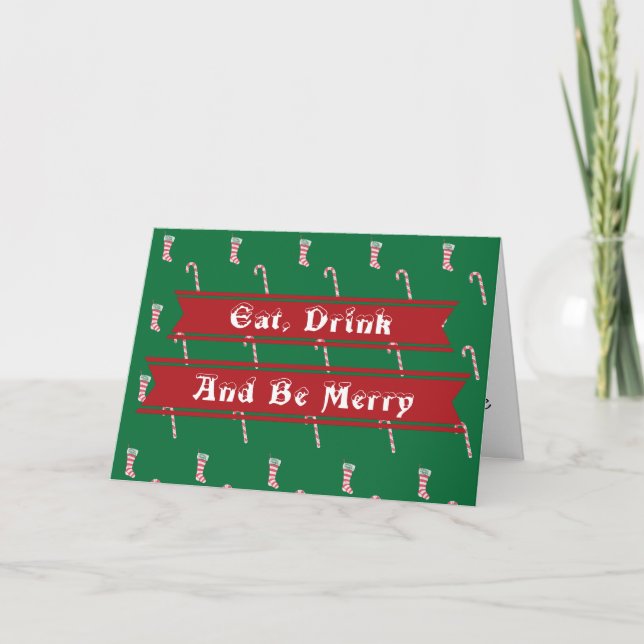 Stocking & Candy Cane Pattern Card (Front)