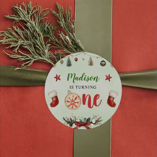 Stocking Christmas Winter Birthday Party Classic Round Sticker