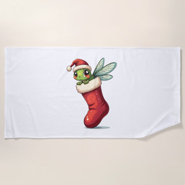 Stocking Stuffer Dragonfly Beach Towel (Front)