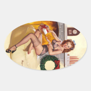 Stocking Stuffer Pin Up Oval Sticker