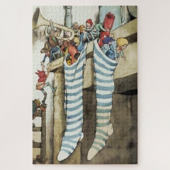 “Stockings at the Chimney” by W Heath Robinson Jigsaw Puzzle (Vertical)