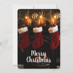 Stockings Hanging on the fireplace Holiday Card