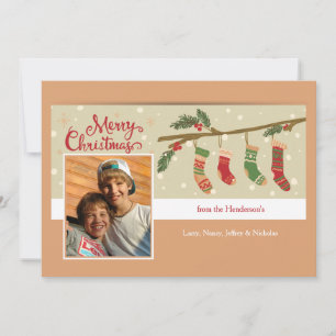 Stockings Hung Up With Care Photo Holiday Card