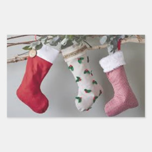 **STOCKINGS ON MANTEL** CHRISTMAS STICKER