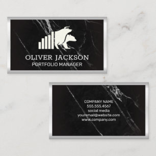 Stocks   Bull Bear Market Logo   Marble Business Card