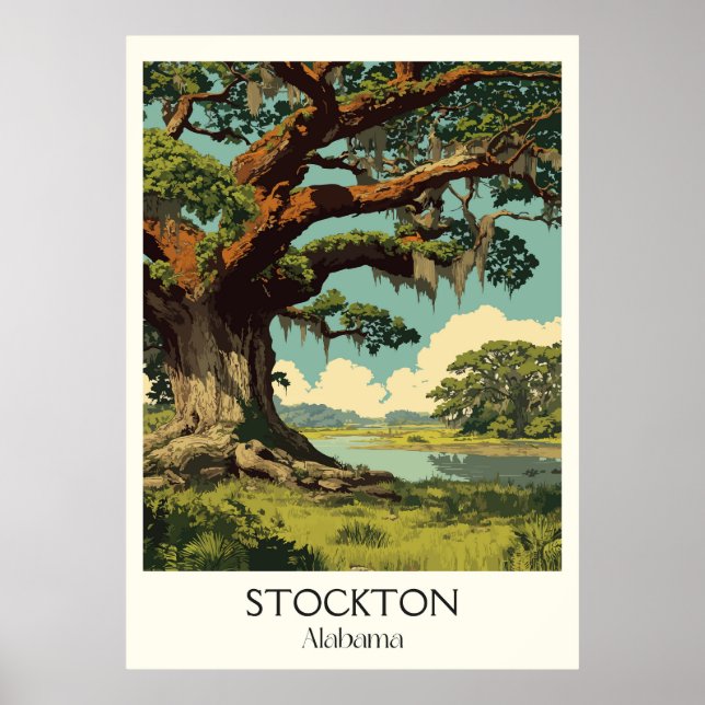 Stockton Alabama Ancient Oak Trees Poster (Front)