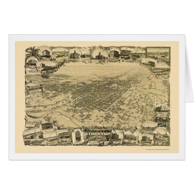 Stockton, CA Panoramic Map - 1895 (Front Horizontal)