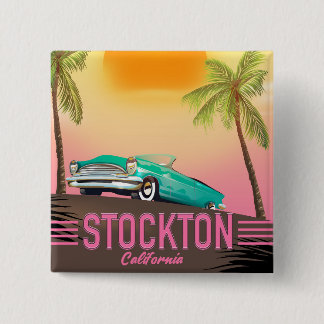 Stockton California USA 2 Inch Square Button