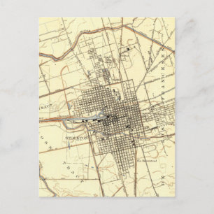 Stockton California Vintage Map Postcard
