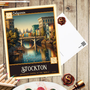 Stockton, Californie Carte postale Vintage