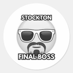 Stockton Final Boss Cool Emoji Classic Round Sticker