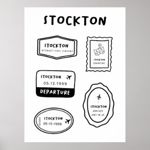 Stockton - Travel Stamp Collection Minimalist Poster