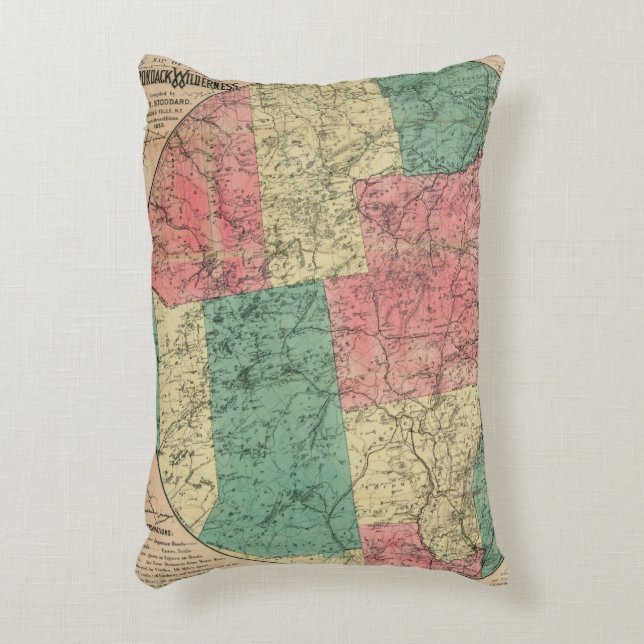 Stoddard's Map of the Adirondack Wilderness, 1883 Accent Pillow (Front(Vertical))