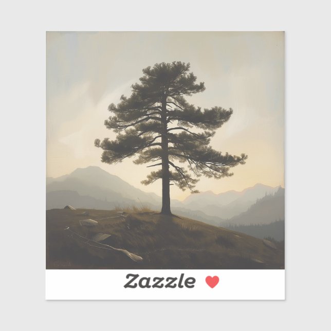 Stoic Grace – Lone Pine Tree Painting Images  (Sheet)