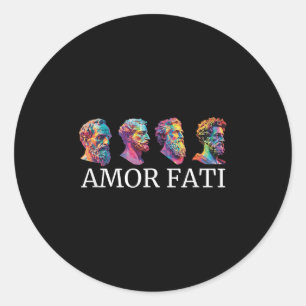 Stoic Icons Amor Fati Modern Stoicism Greek Philos Classic Round Sticker