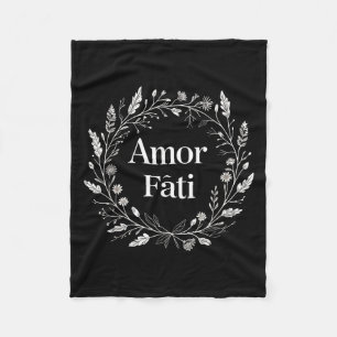 Stoic Minimalist Tee For Women Men Amor Fati Flora Fleece Blanket