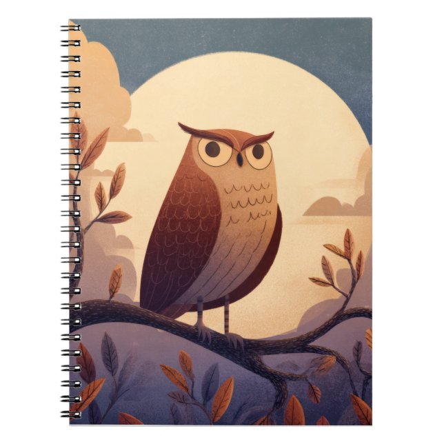 Stoic Owl Full Moon Forest Notebook (Front)
