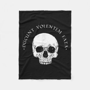 Stoic Philosophy Du Volentem Fata Skull Stoicism Q Fleece Blanket