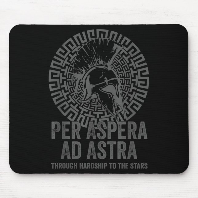 Stoic Philosophy Grey With Translation Per Aspera  Mouse Pad (Front)