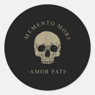 Stoic Philosophy Memento Mori Amor Fati Skull Stoi Classic Round Sticker