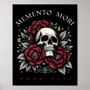 Stoic Philosophy Memento Mori Amor Fati Skull Stoi Poster
