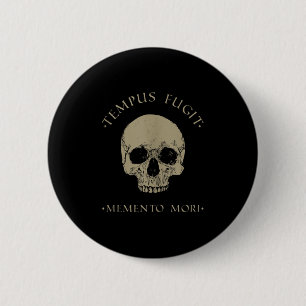 Stoic Philosophy Tempus Fugit Memento Mori Skull S 2 Inch Round Button