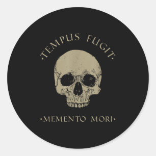Stoic Philosophy Tempus Fugit Memento Mori Skull S Classic Round Sticker