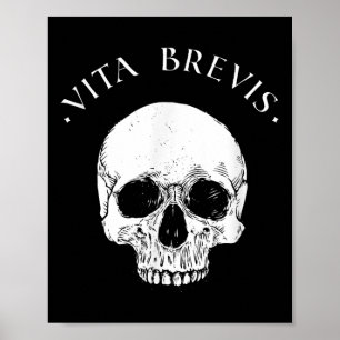 Stoic Philosophy Vita Brevis Skull Stoicism Quote Poster
