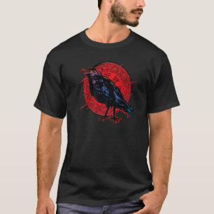 Stoic Raven With Shield Norse Mythology T-Shirt