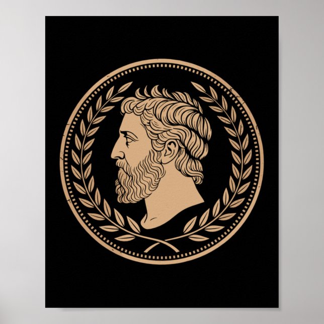 Stoic Roman Epictetus Bust Long Sleeve  Poster (Front)