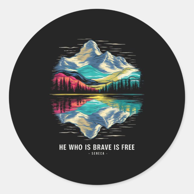 Stoic Seneca Philosoper Quote Brave Free Stoicism  Classic Round Sticker (Front)