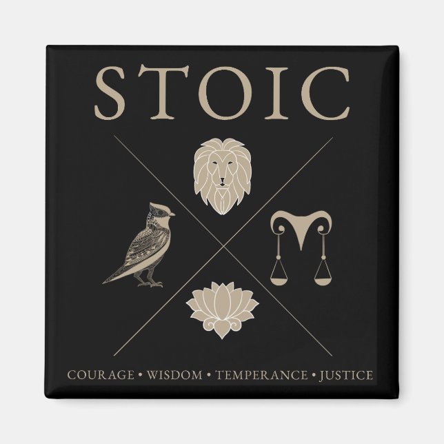 Stoic virtues, courage, wisdom, temperance,justice magnet (Front)