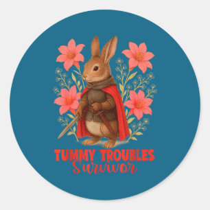 Stomach Ache Tummyache Troubles Survivor Classic Round Sticker