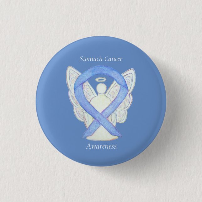 Stomach Cancer Angel Awareness Ribbon Custom Pin (Front)