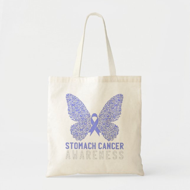 Stomach Cancer Awareness Month Periwinkle Ribbon Tote Bag (Front)