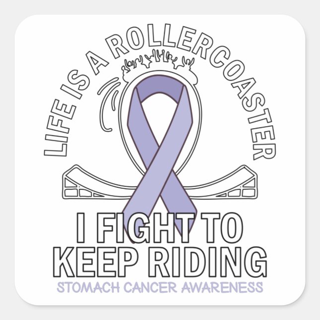 Stomach cancer awareness periwinkle blue square sticker (Front)